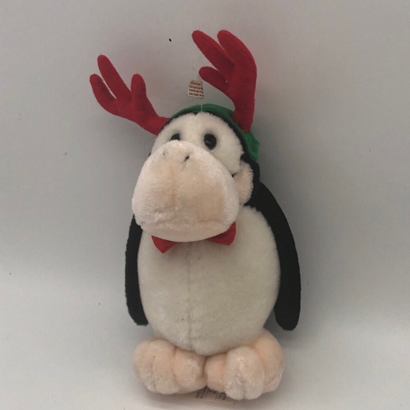 Vintage OPUS Christmas Plush with Reindeer Antlers - Opus n' Bill - 8 Inches - Picture 3 of 4
